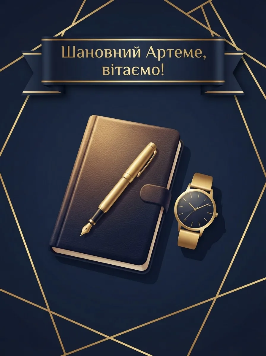 Стримана ділова листівка з днем ангела для колеги