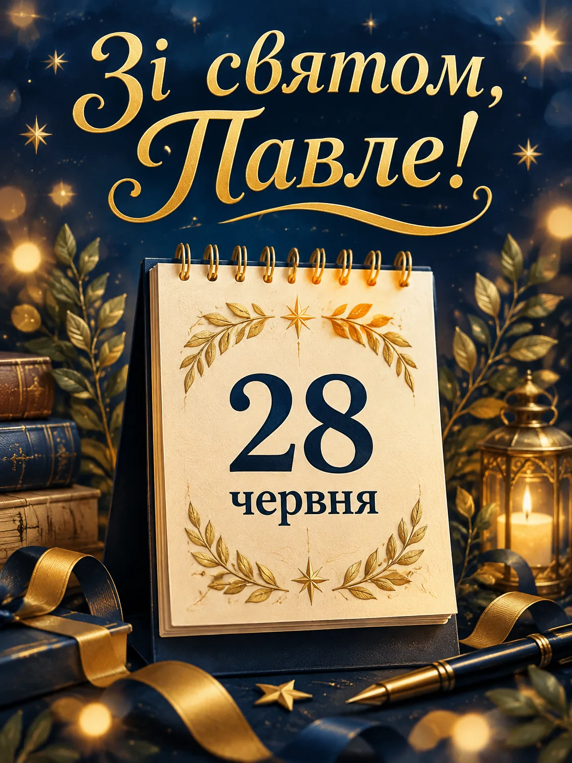 Листівка з датою 28 червня та привітанням для Павла