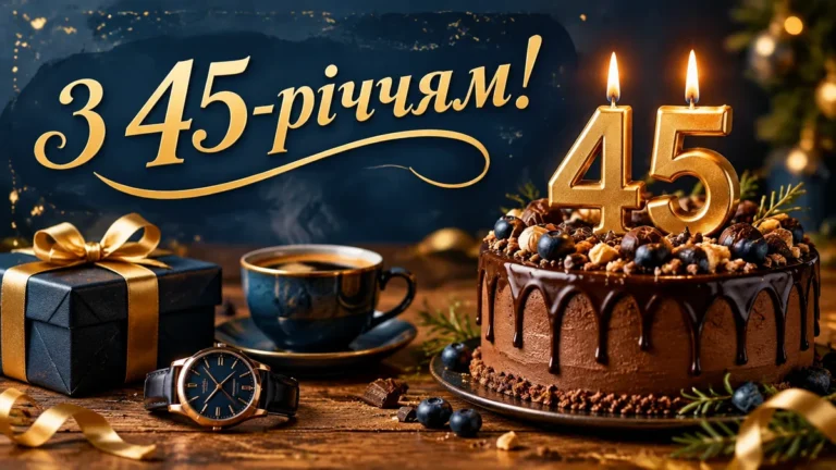 Привітання з ювілеєм 45 років чоловіку: від дружини, дітей, друзів і колег