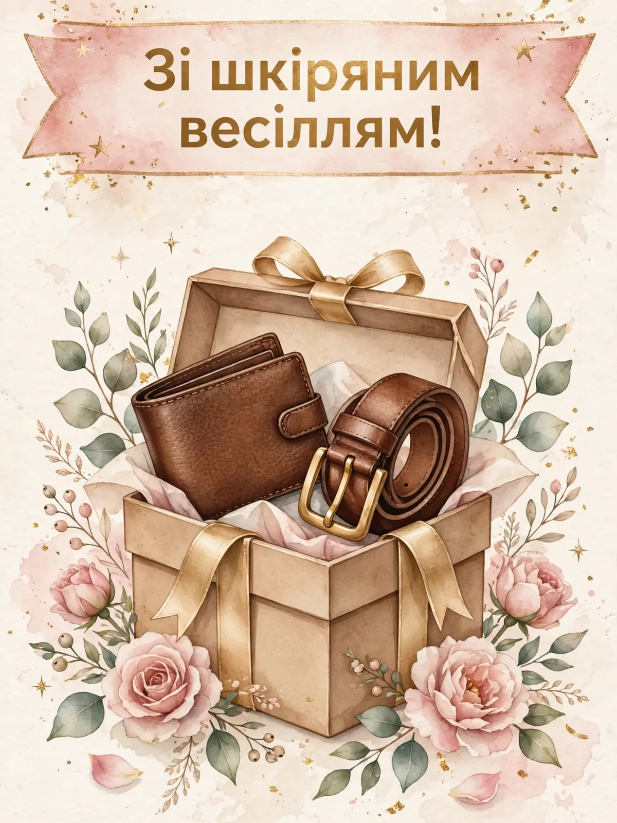 Шкіряний гаманець і ремінь у подарунковій коробці